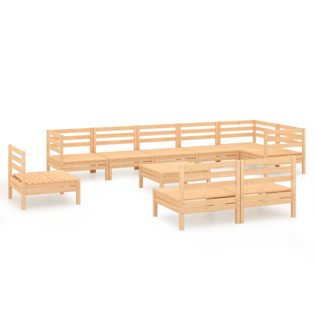 10-tlg. Garten-Lounge-Set Massivholz Kiefer